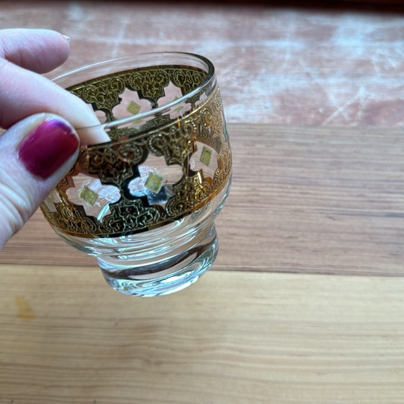 6 Mcm culver Valencia 24 k footed old fashioned cocktail glasses 1950s - Picture 2 of 5